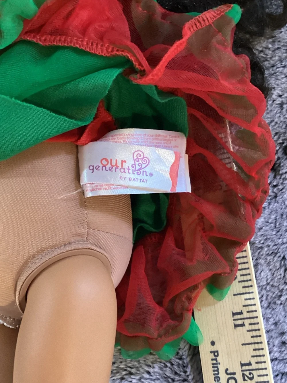 Holiday Tree Red and Green Dress for Kids' Dolls